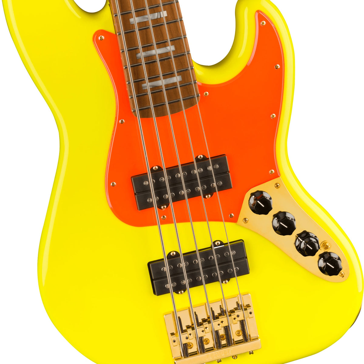 Fender MonoNeon Jazz Bass V, Maple Fingerboard - Neon Yellow