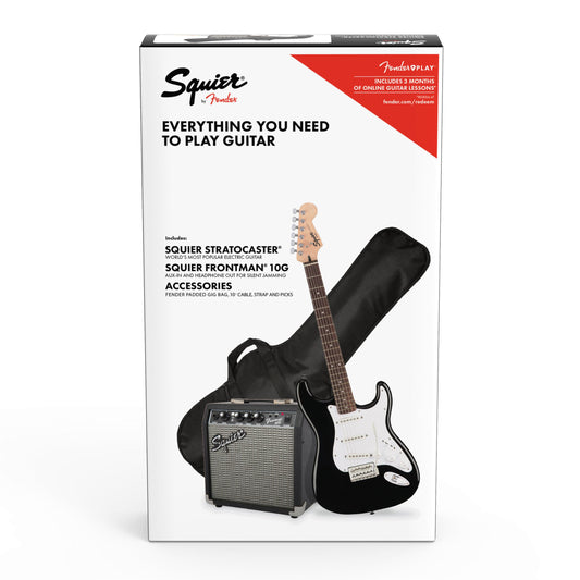 Squier Stratocaster Electric Guitar Starter Pack In Black