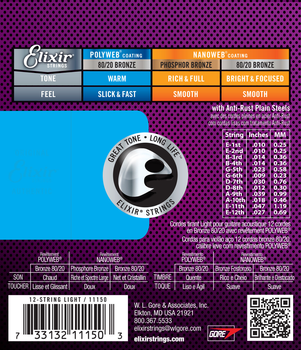 Elixir 11150 Polyweb 12-String Lite Acoustic Strings