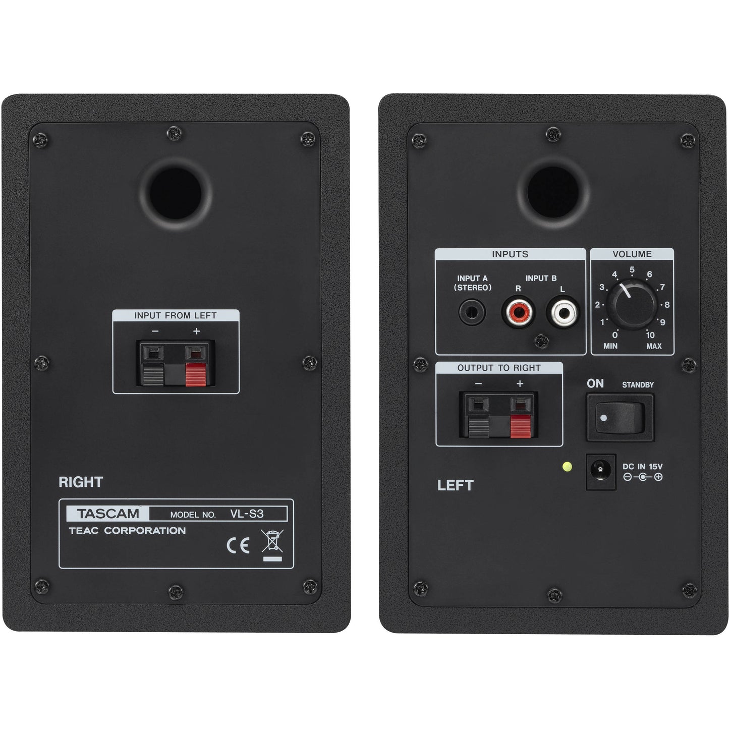 Tascam VL-S3 14W 14W 3" Powered Studio Monitor - Pair, Black