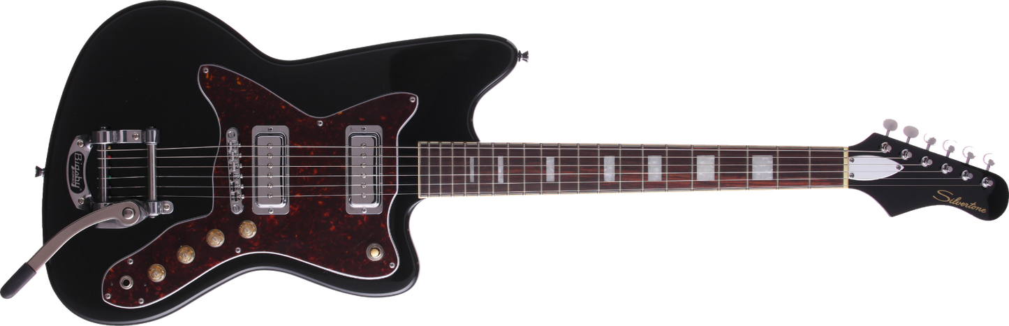 Silvertone Classic 1478 Black Electric Guitar with Bigsby