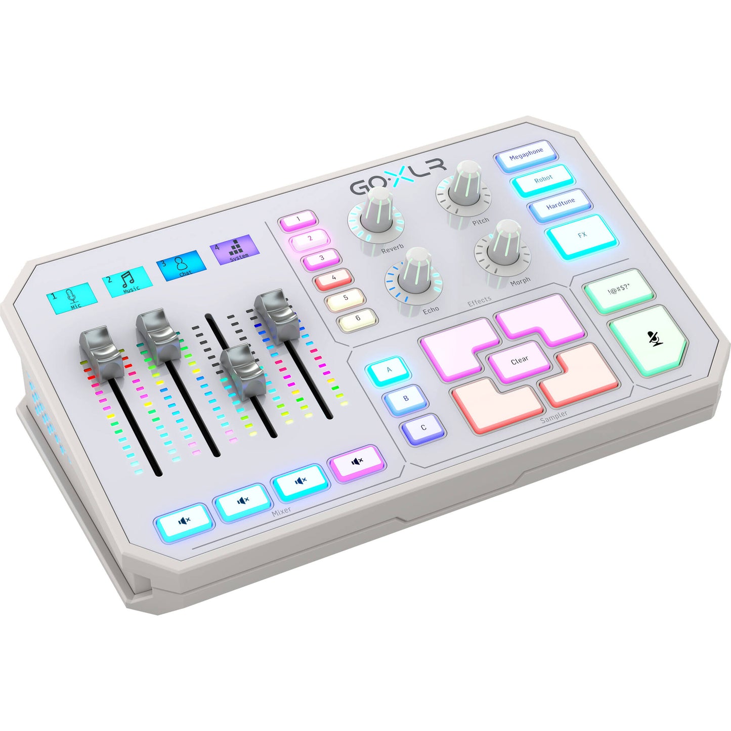 TC-Helicon GoXLR 4-channel USB Streaming Mixer with Voice FX and Sampler - White