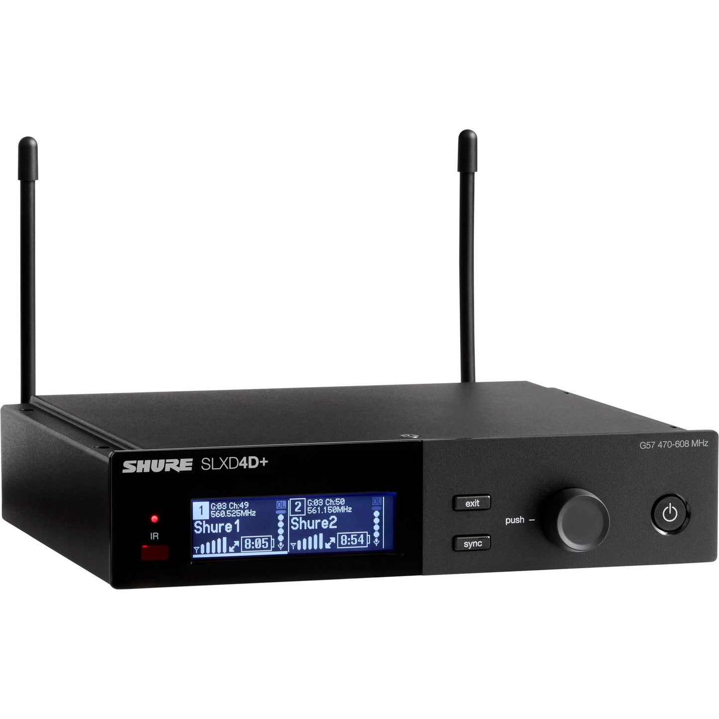 Shure SLXD4D+ Dual-Channel Digital Wireless Rackmount Receiver - G57 : 470 to 608 MHz