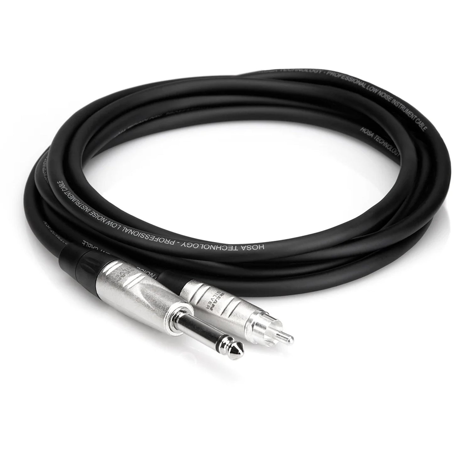 Hosa HPR-005 Pro Unbalanced Interconnect, REAN 1/4 in TS to RCA, 5 ft