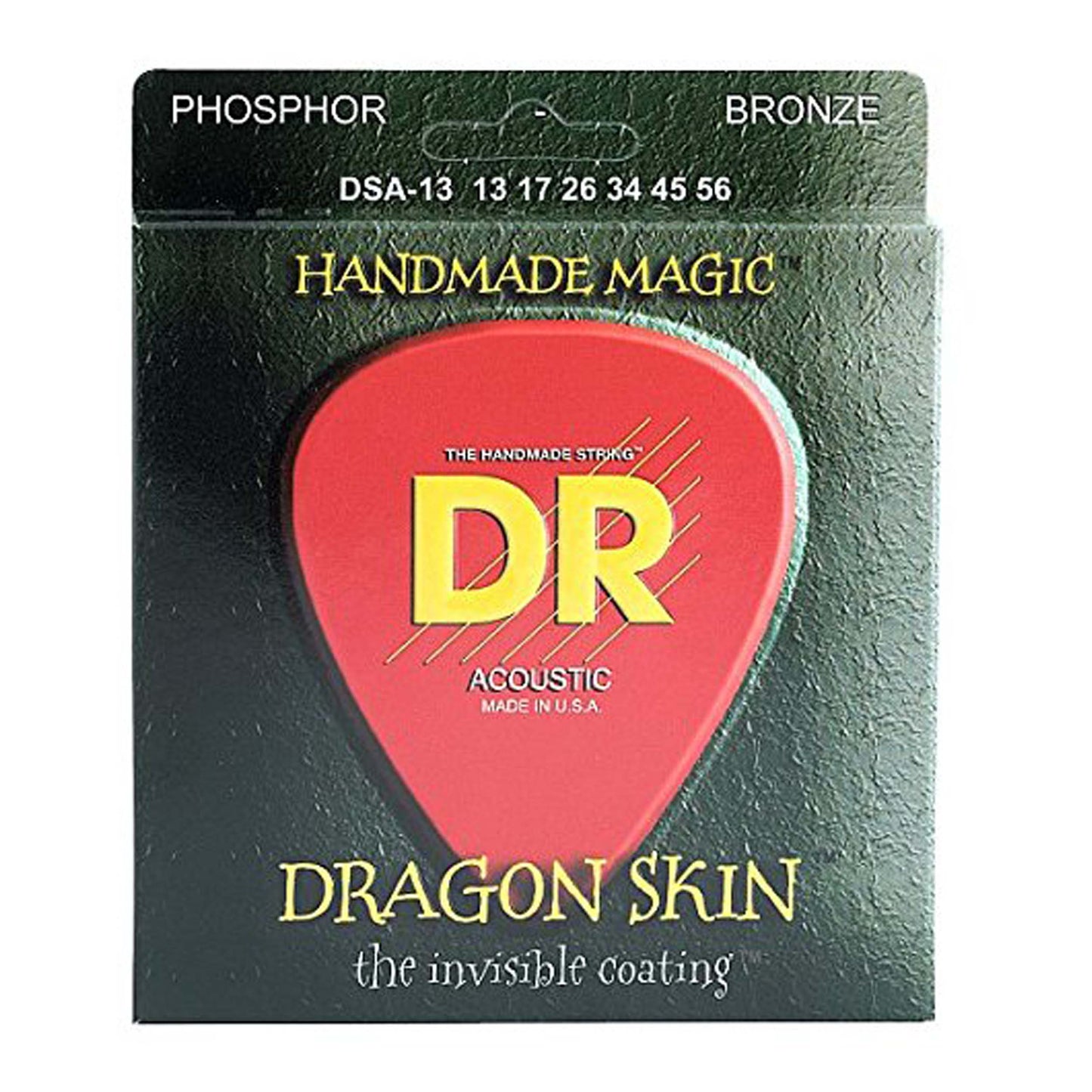 DR Strings DSA-13 Coated Phosphor Bronze Acoustic Guitar Strings, Medium