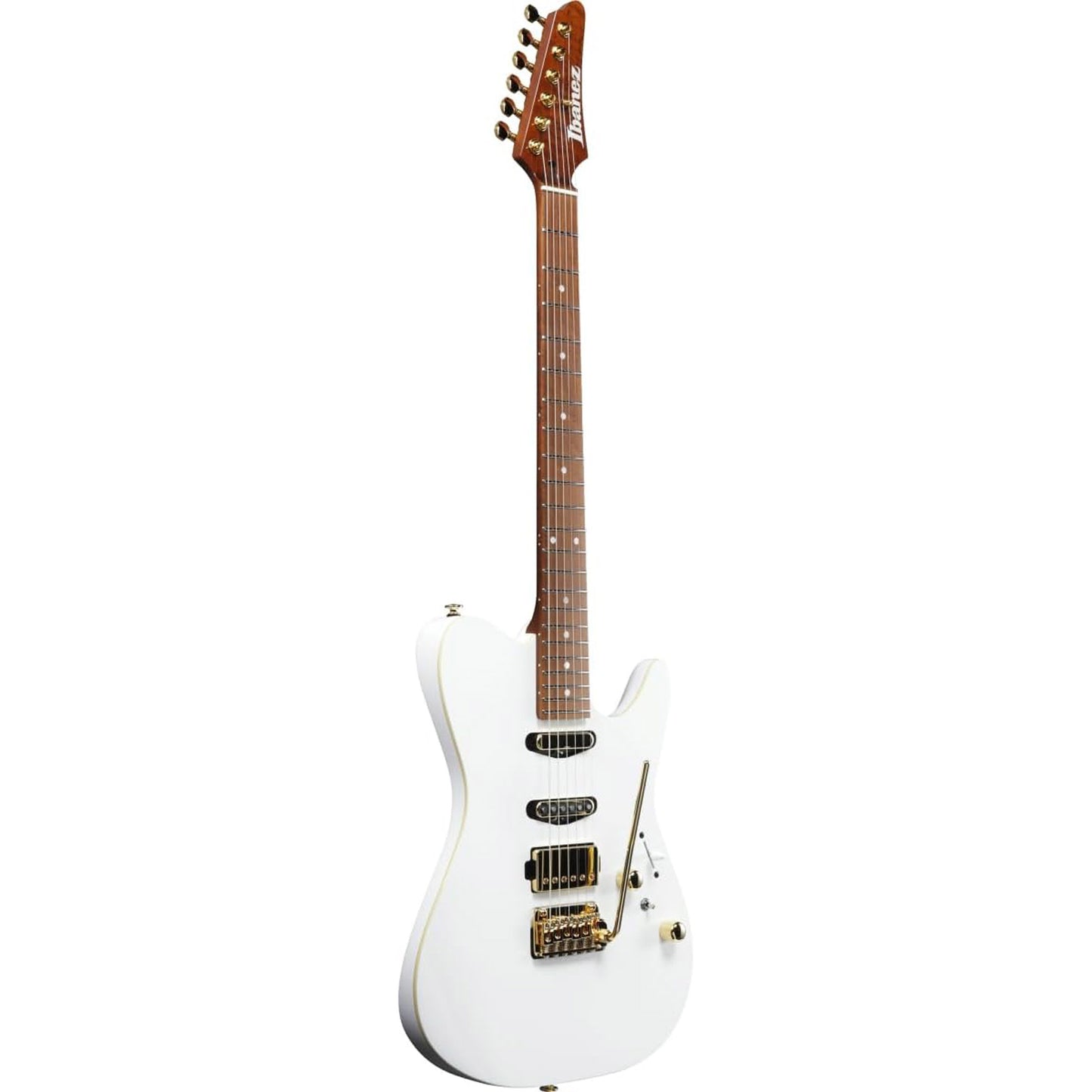 Ibanez LB1WH Lari Basilio Signature Electric Guitar, White w/ Hardshell Case