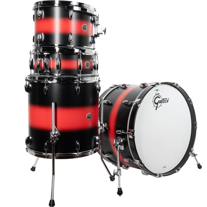Gretsch Brooklyn Series GB-E404 4-Piece Shell Kit - Satin Red to Black Duco