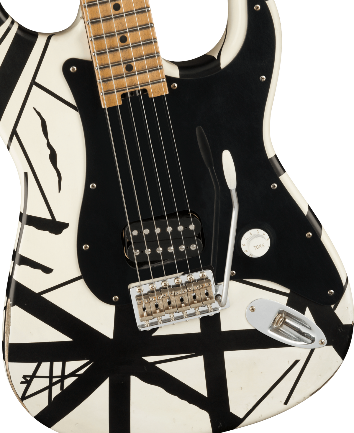 EVH Striped Series ‘78 Eruption - White with Black Stripes Relic
