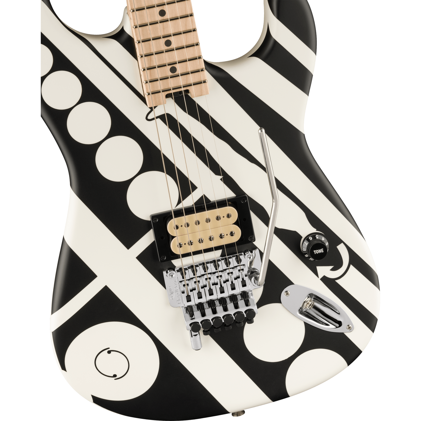 EVH Striped Series Circles Electric Guitar - Maple Fingerboard, White and Black