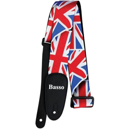 Basso Straps 100% Pop Art England Flag Polyester With Synthetic Ends Guitar Strap