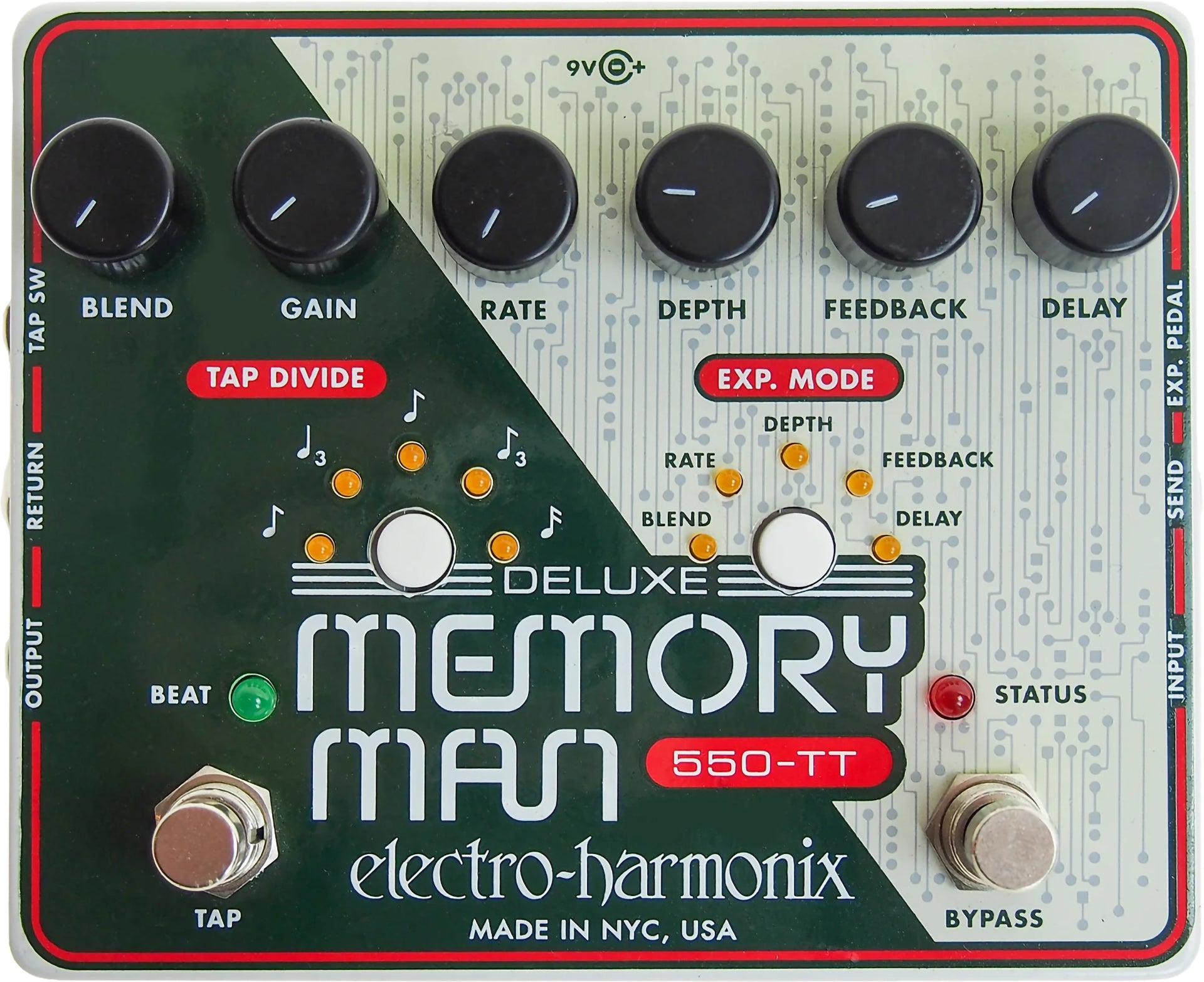 Electro Harmonix Deluxe Memory Man 550-TT Analog Delay Tap Tempo 550ms Pedal