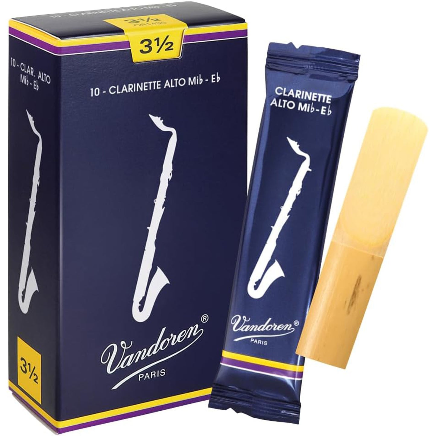 Vandoren CR1435 Alto Clarinet Traditional Reeds Strength 3.5; Box of 10