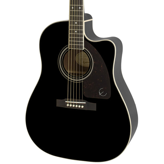 Epiphone J-45 Studio Solid Top Acoustic Electric Guitar in Ebony