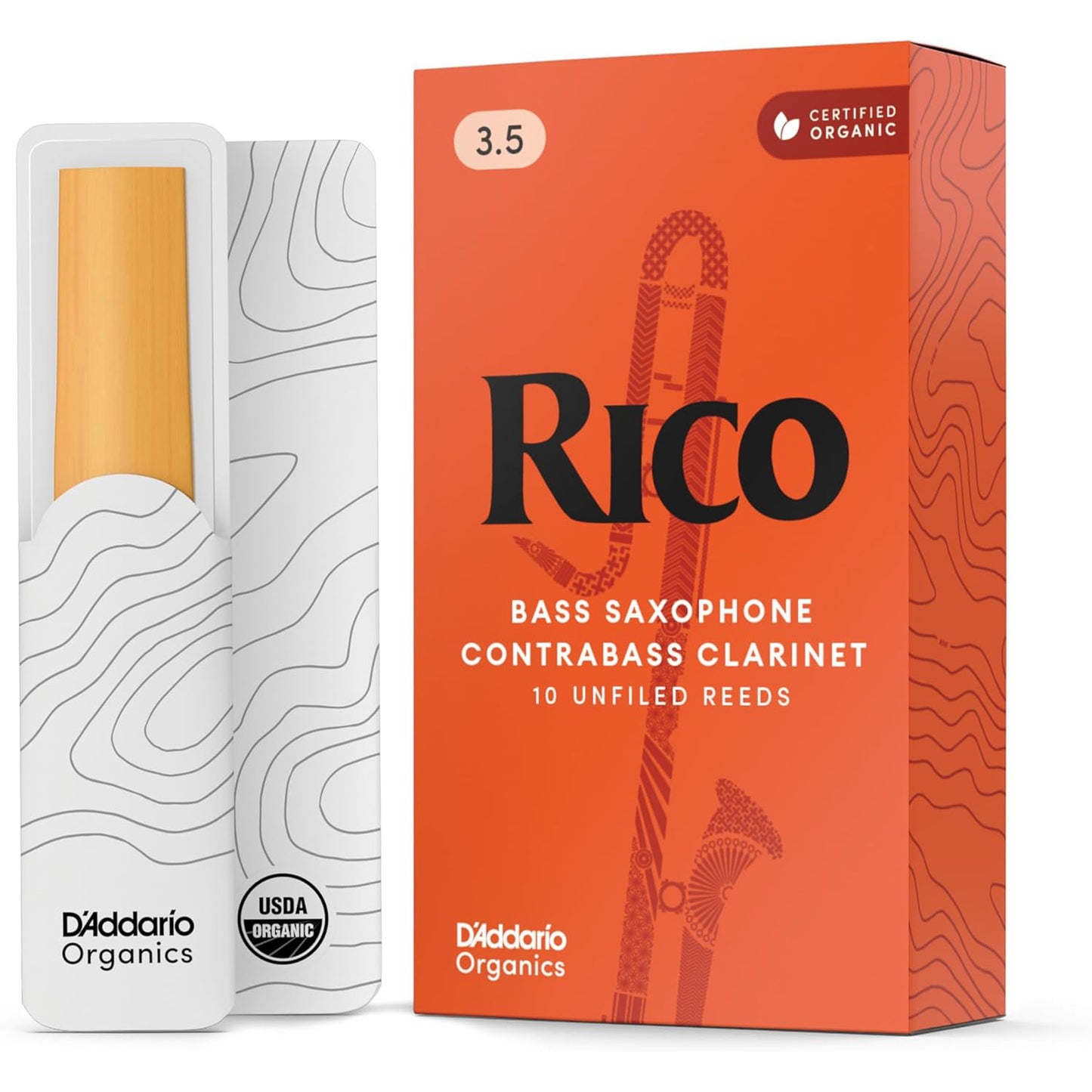 D'Addario Contrabass Clarinet Reeds, Strength 3.5 - 10-pack