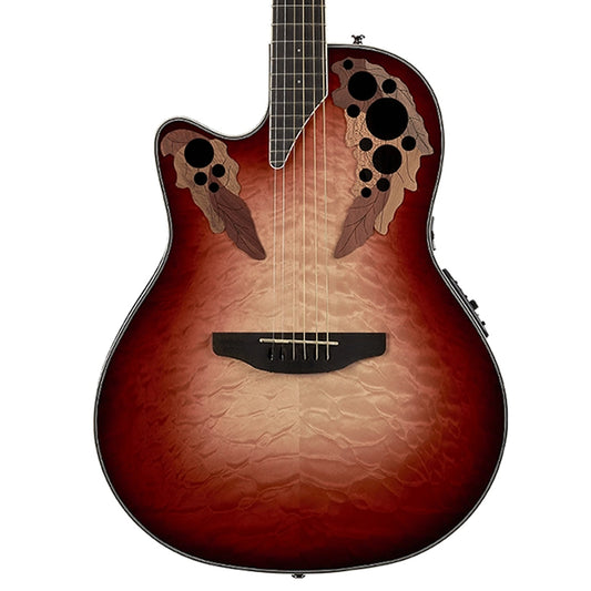 Ovation CE44LX-1R Lefty Acoustic Electric - Ruby Red/Natural Burst