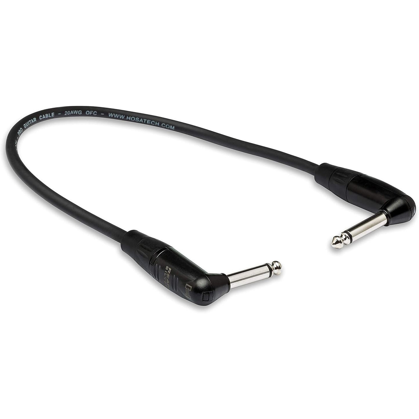 Hosa HGTR-001RR Pro Guitar Patch Cable, REAN Right-angle to Same, 1ft