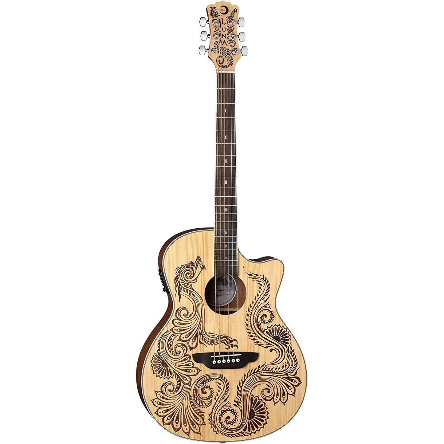 Luna Guitars Henna Dragon 6 String Spruce Acoustic/Electric Guitar