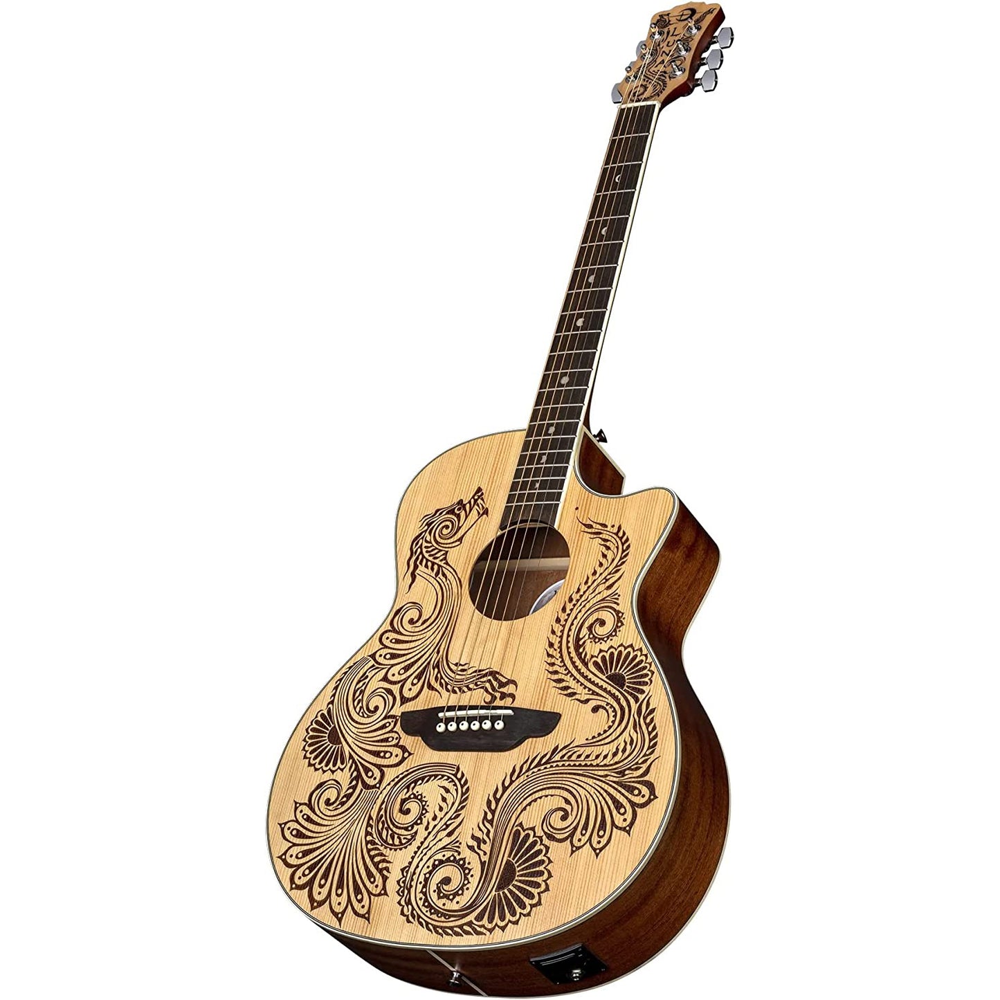 Luna Guitars Henna Dragon 6 String Spruce Acoustic/Electric Guitar