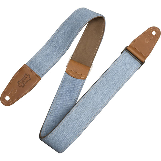 Levy's Leathers Denim Series 2" Wide Guitar Strap with Leather Ends - Light Blue
