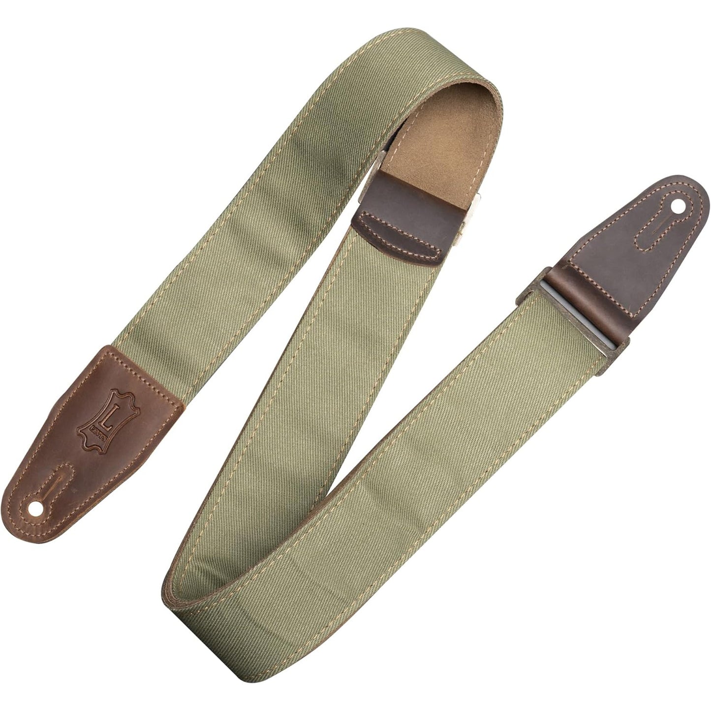 Levy's Leathers Denim Series 2" Wide Guitar Strap with Leather Ends - Green