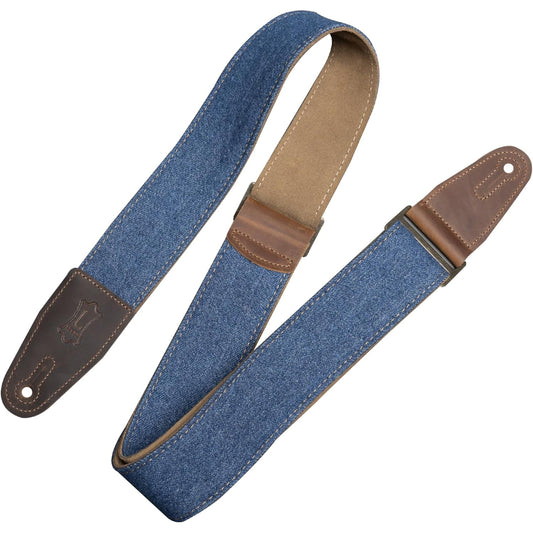 Levy's Leathers Denim Series 2" Wide Guitar Strap with Leather Ends - Blue