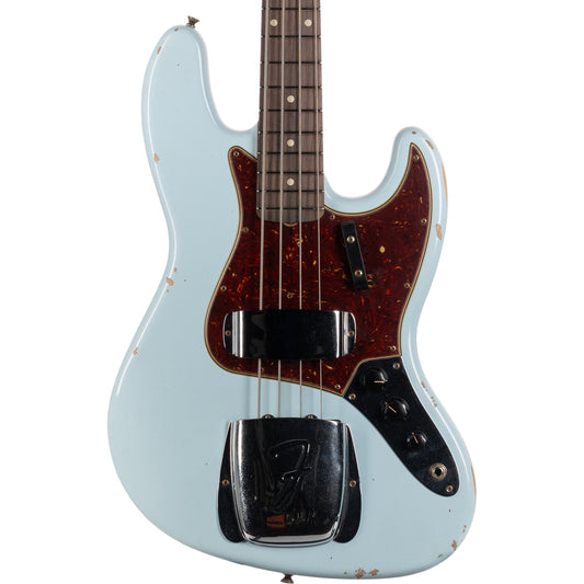 Fender Custom Shop 64 Jazz Bass Guitar Relic with Painted Headcap - Sonic Blue