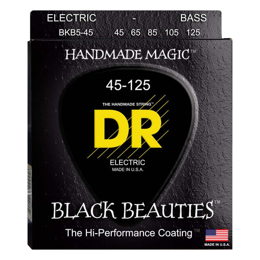 DR Strings BKB5-45 Black Beauties Coated Steel Medium 5-string Bass Strings