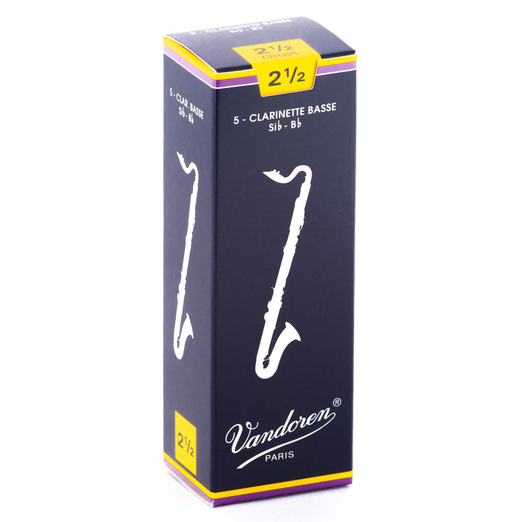 Vandoren Traditional Bass Clarinet Reeds, 5CT, 2.5 Strength