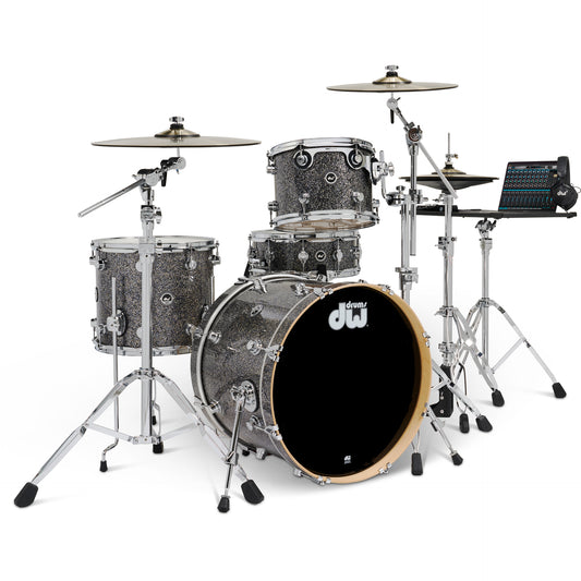 Drum Workshop DWe 4-Piece Drum Kit Bundle - Black Galaxy Finish Ply