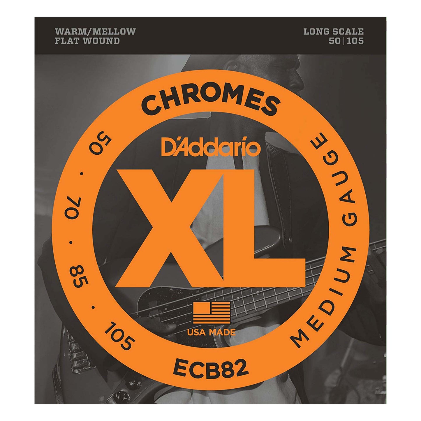 D'Addario ECB82 Chromes Bass Guitar Strings, Medium, 50-105, Long Scale