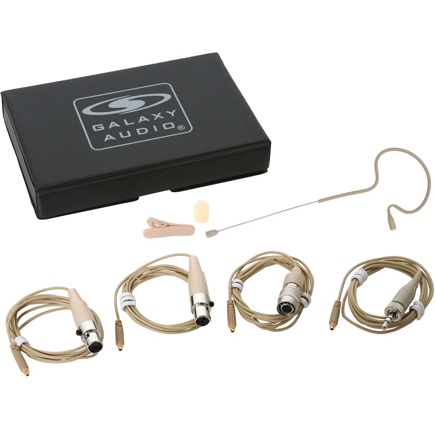 Galaxy Audio ESM4 Economical Single Ear Headset Mic - Beige w/4 Mixed Cables