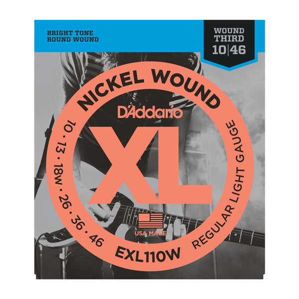 D'Addario EXL110W Nickel Regular Light Wound 3rd Electric Guitar Strings