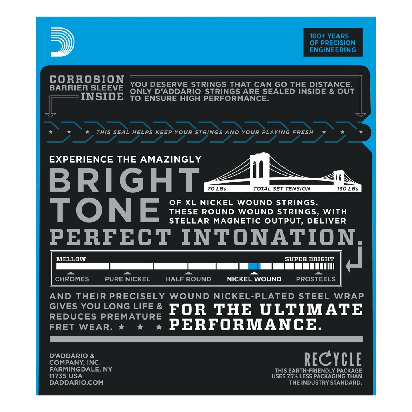 D'Addario EXL158 Nickel Wound Electric Guitar Strings, Baritone Light, 13-62