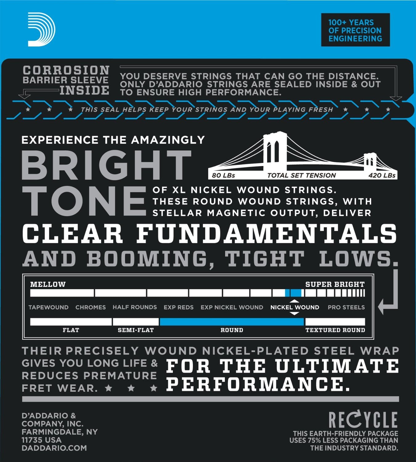 D'Addario EXL165-6 6-String Nickel Wound Bass Guitar Strings