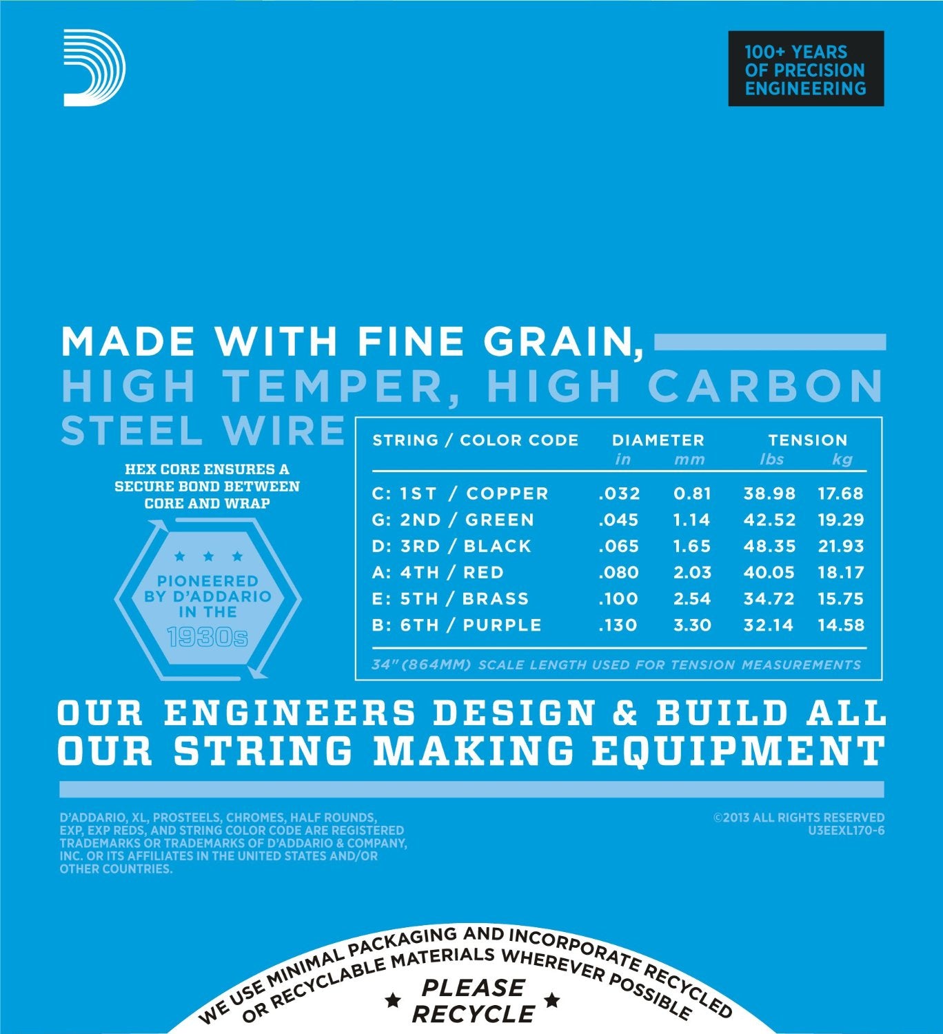 D'Addario EXL165-6 6-String Nickel Wound Bass Guitar Strings