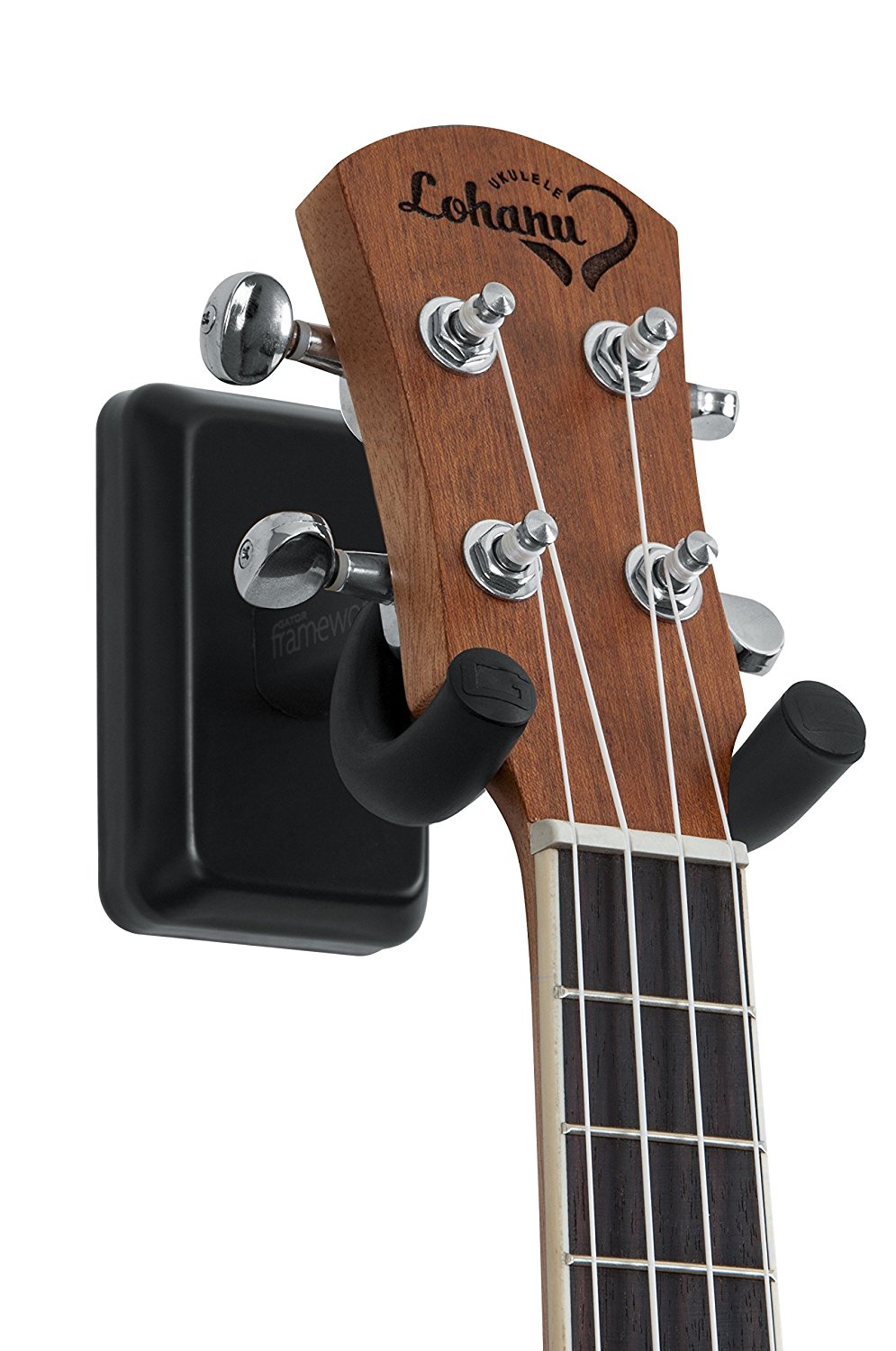 Gator Frameworks Wall Mounted Ukulele/Mandolin Hanger w/ Mounting Plate, Black
