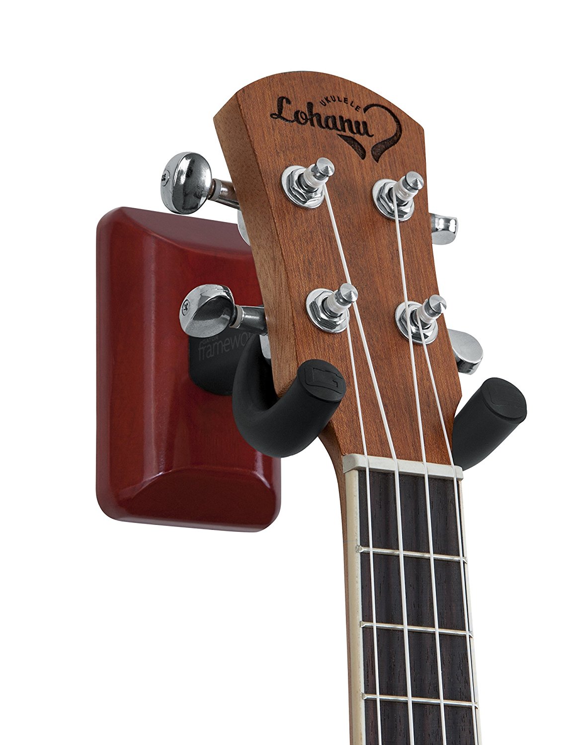 Gator Frameworks Wall Mounted Ukulele/Mandolin Hanger w/ Mounting Plate, Cherry