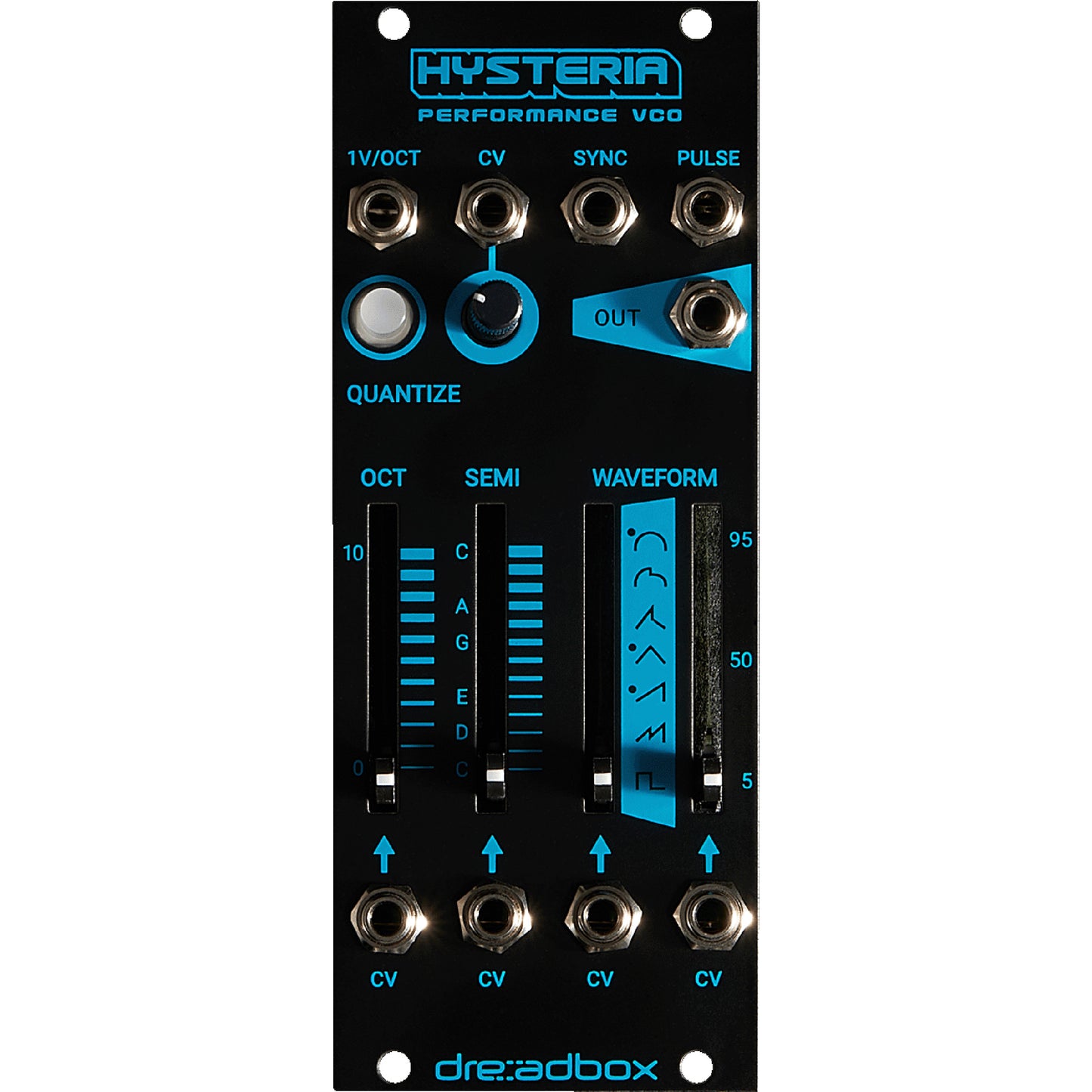 Dreadbox Hysteria 10 hp Performance Oscillator with Note Quantize - Black Light