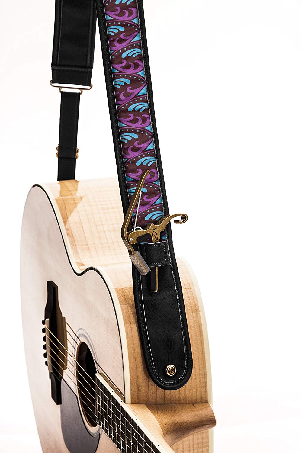 Kyser Guitar Strap with built-in Capo-Keeper - Winter K, Brown