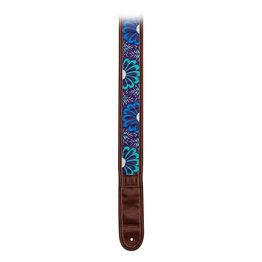 Kyser KS2A Cool Bloom Pro Leather Guitar Strap, Brown