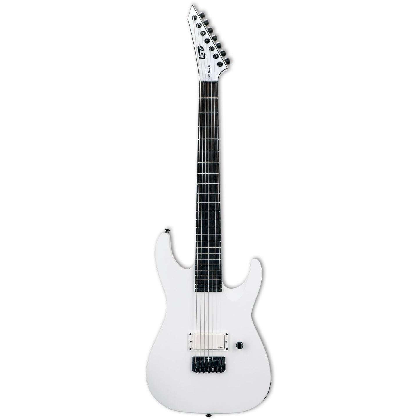 ESP LTD M-7HT Baritone 7-String Arctic Metal Electric Guitar, Snow White Satin