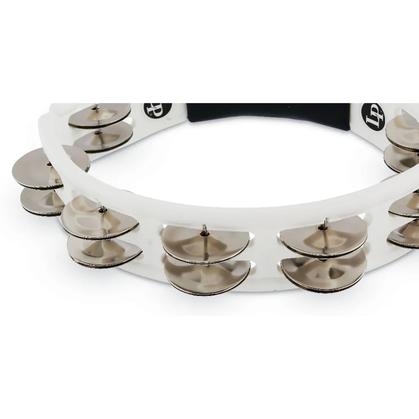 Latin Percussion Cyclops Mounted Tambourine w/ Steel Jingles, White LP162