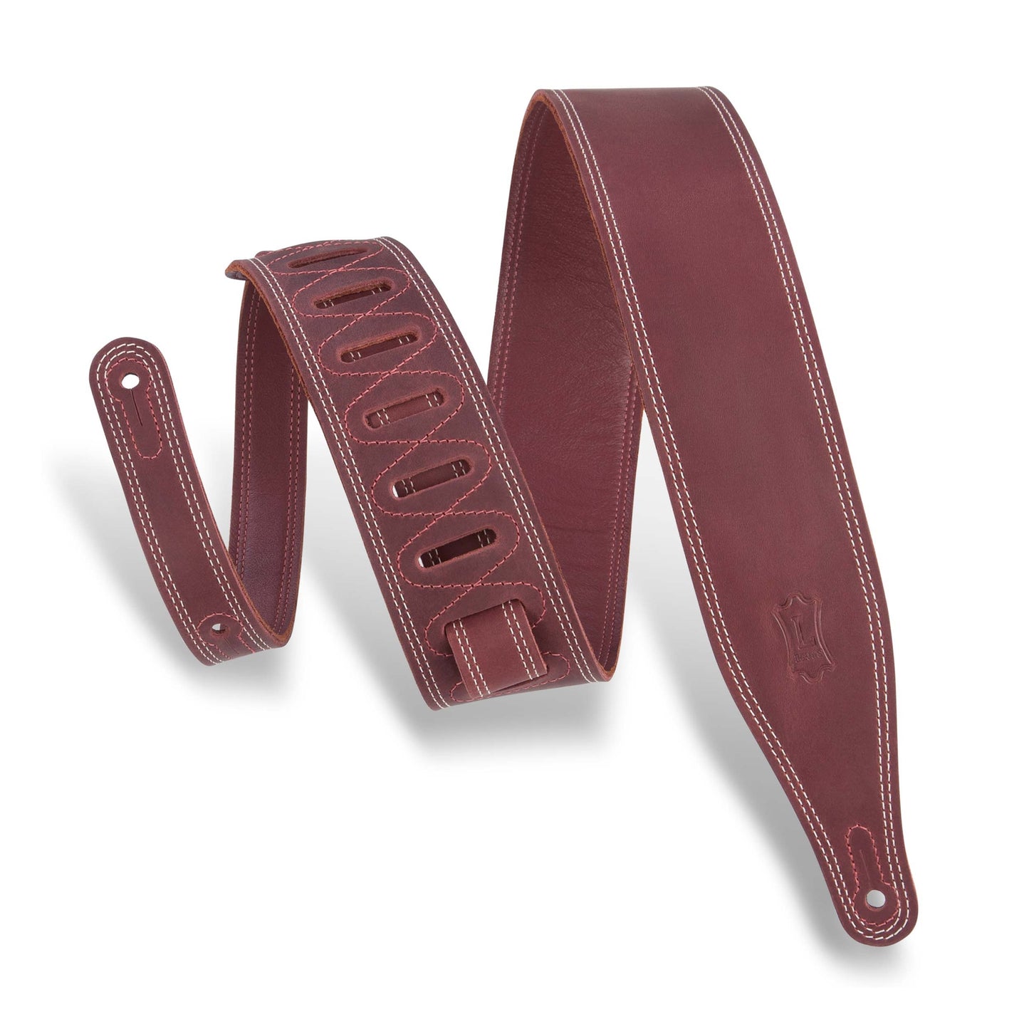 Levys M17BDS-BRG Butter Double Stitch Guitar Strap - Burgundy