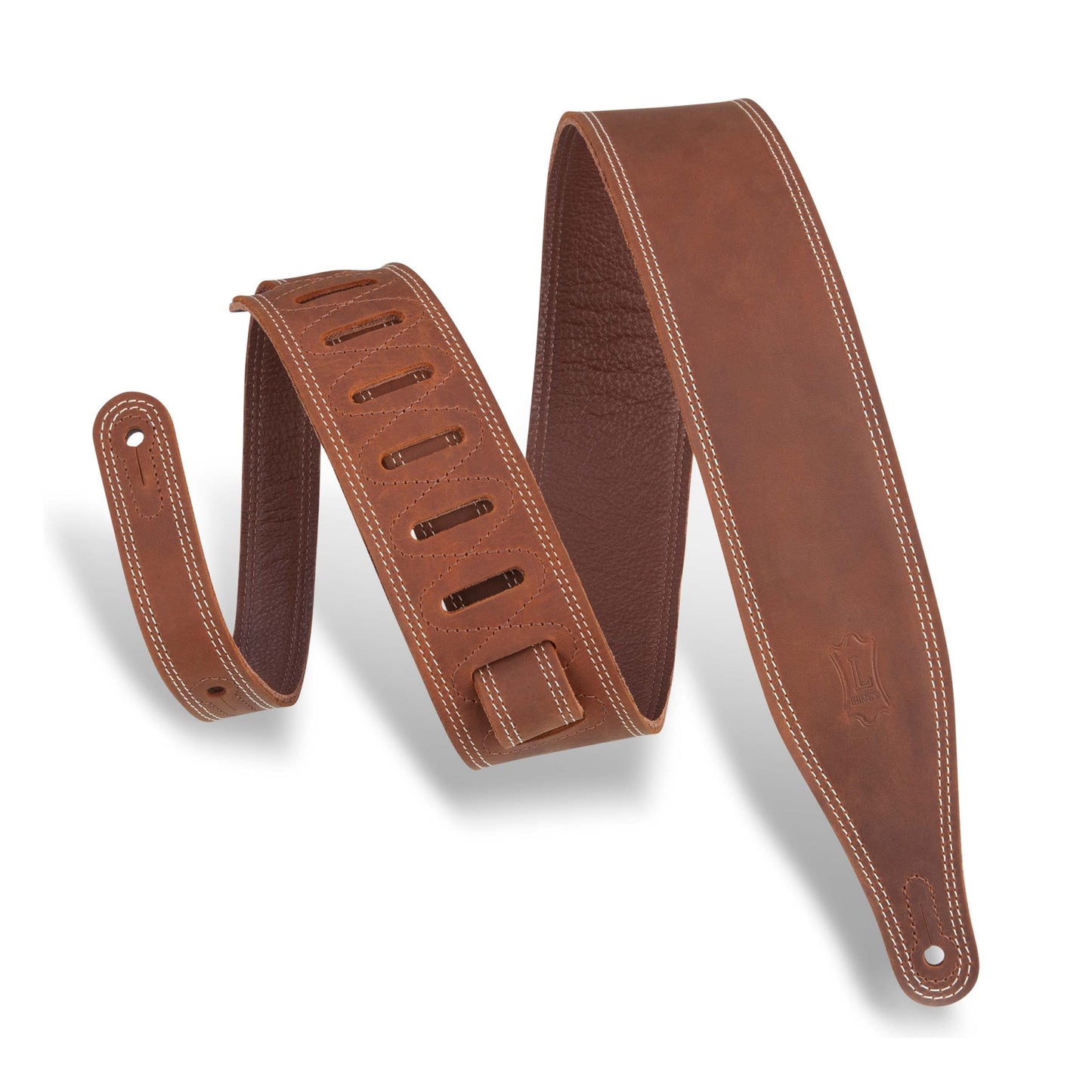 Levys M17BDS-BRN Butter Double Stitch Guitar Strap - Brown