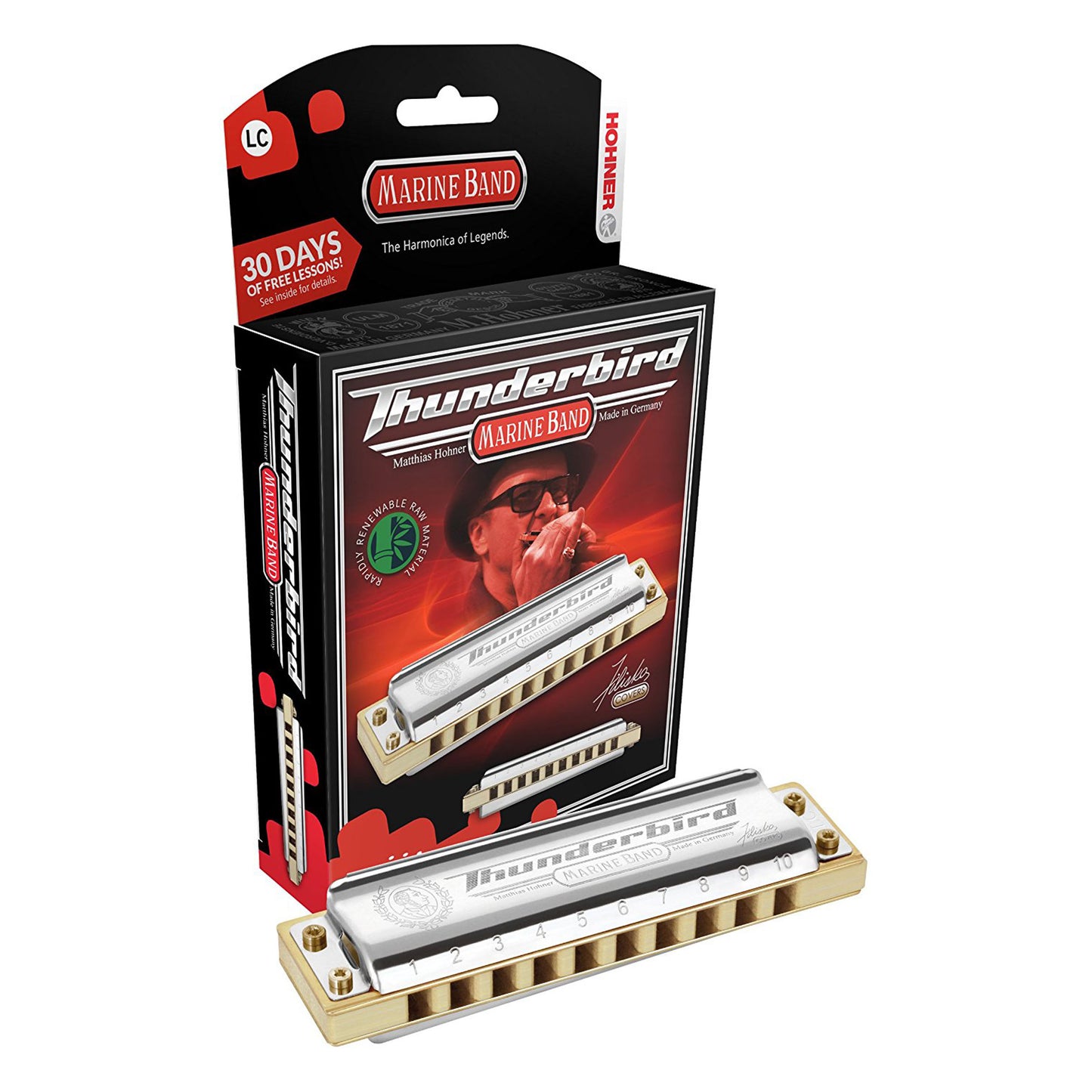 Hohner M2011BXL-C Marine Band Thunderbird Diatonic Harmonica, Key of LC