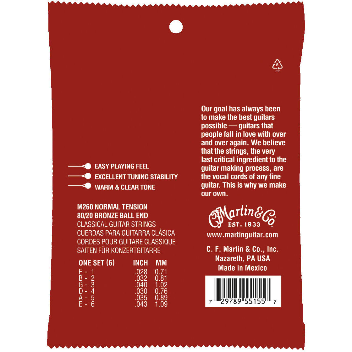 Martin M260 Normal Tension Classical Nylon Guitar Strings