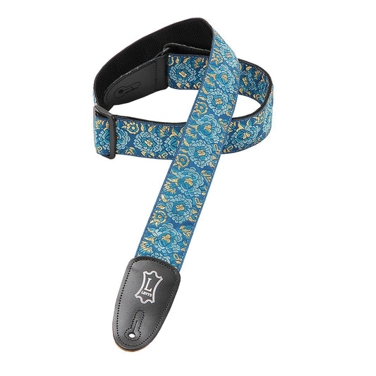 Levy's Leathers M8AS-BLU Asian Print Jacquard Guitar Strap, Blue