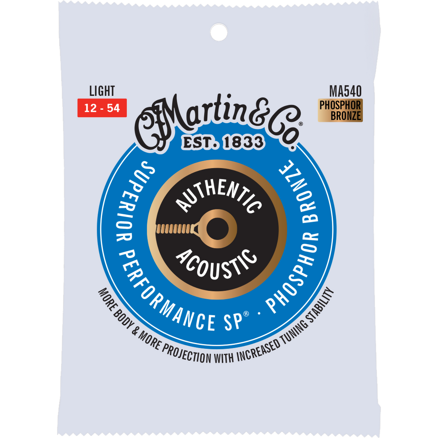 Martin MA540 Authentic Acoustic SP® Strings, Phosphor Bronze, Light