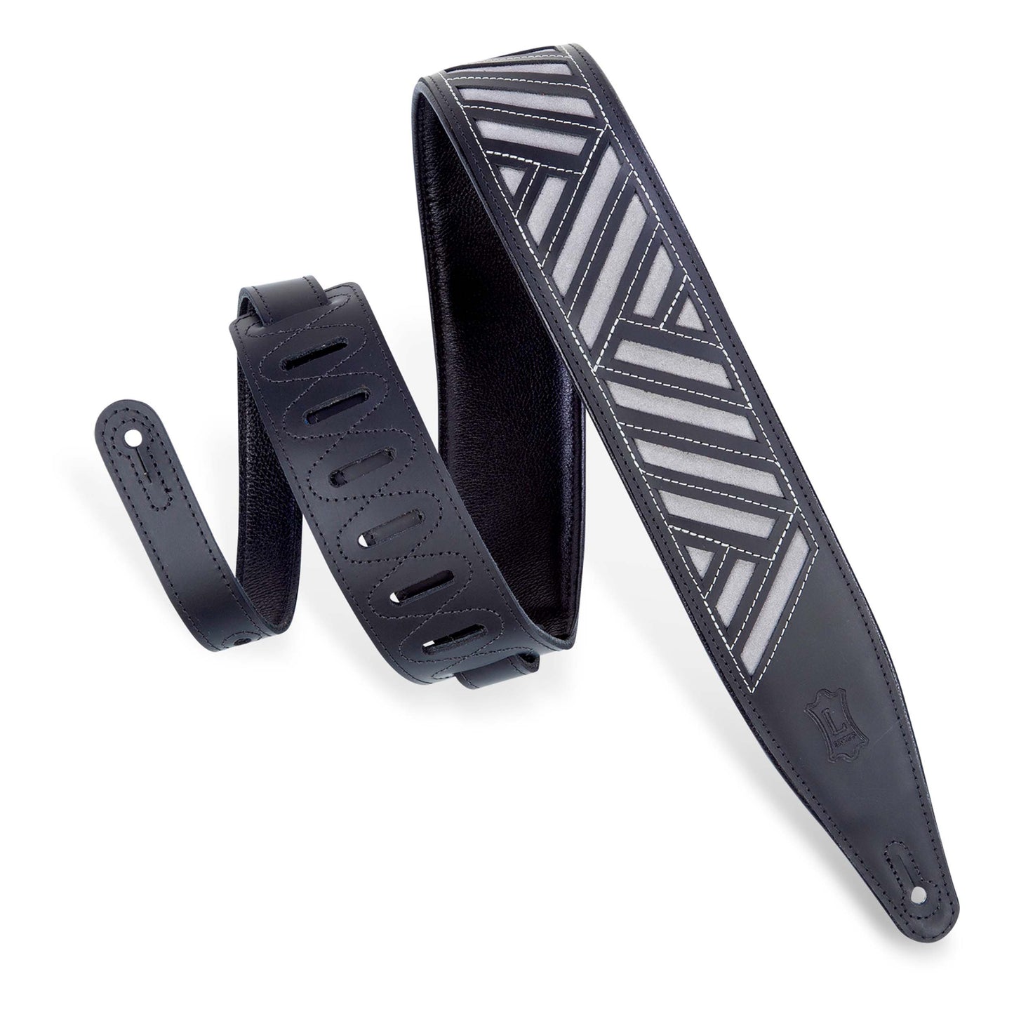 Levys Diamond Cut Out Guitar Strap - MC317DCO-BLK-GRY