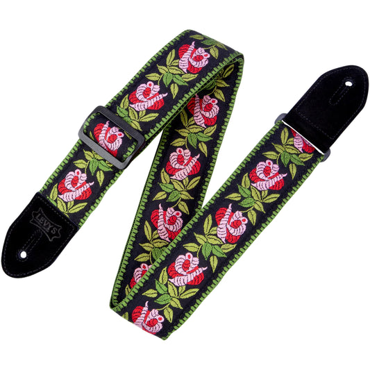 Levy's MC8JQ Woven Fabric Guitar Strap - Pink Floral